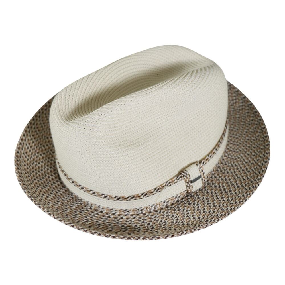 Bailey of Hollywood Fedora Hat Medium 57cm Two Tone Straw Trilby Panama Style